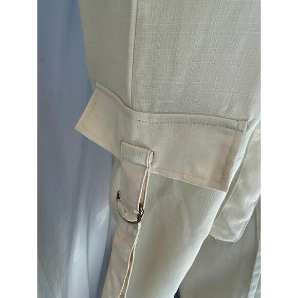 Like an Angel Pants Size M Ivory Strap Details Flex Waist Pockets - Picture 4 of 10